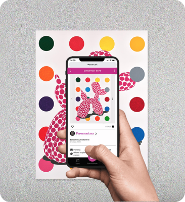 artwork being scanned using a smartphone